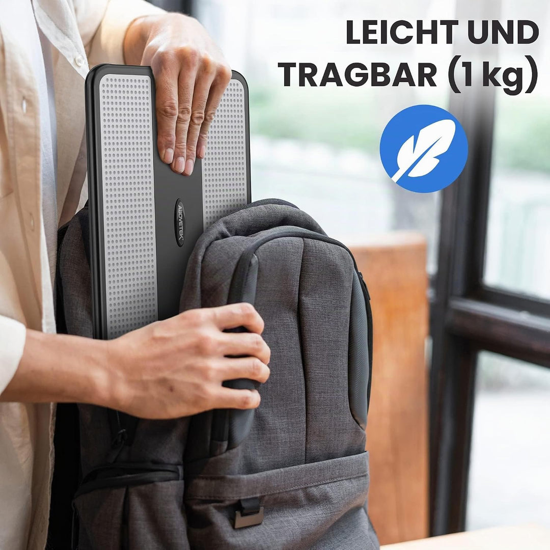 AboveTEK Tragbarer Laptopunterlage mit einklappbarem Mauspad-Tablett Links/rechts, Hitzeschutz Table
