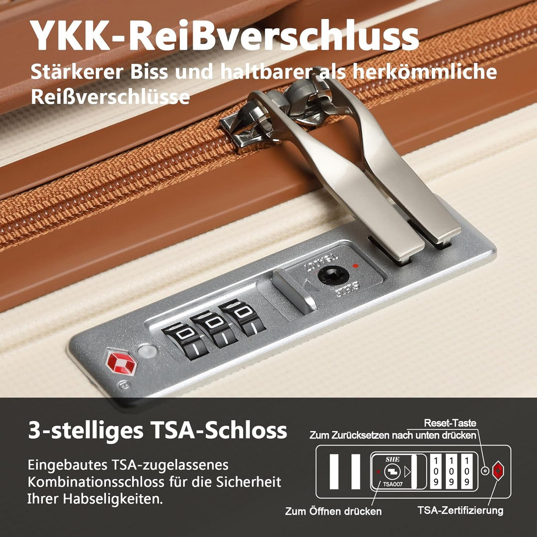 Joyway Kofferset 3 Teilig Hartschale mit 4 Rollen und TSA-Schloss Der Gepäcksets Enthält 1 Kosmetikk