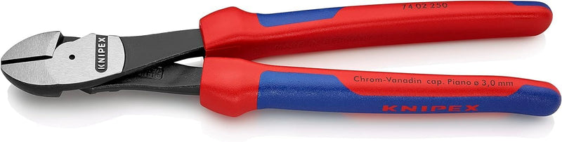 Knipex Kraft-Seitenschneider schwarz atramentiert, mit Mehrkomponenten-Hüllen 250 mm 74 02 250 atram