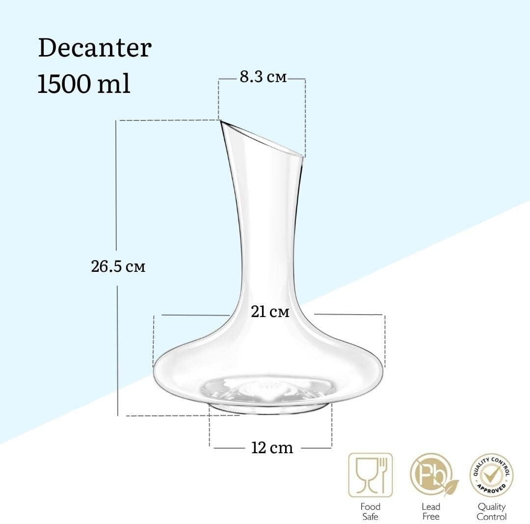 Wilmax Rotwein-Dekanter | 1500 ml | Wein-Karaffe aus Glas | Wein-dekantierer | Weinkaraffe | Dekanti