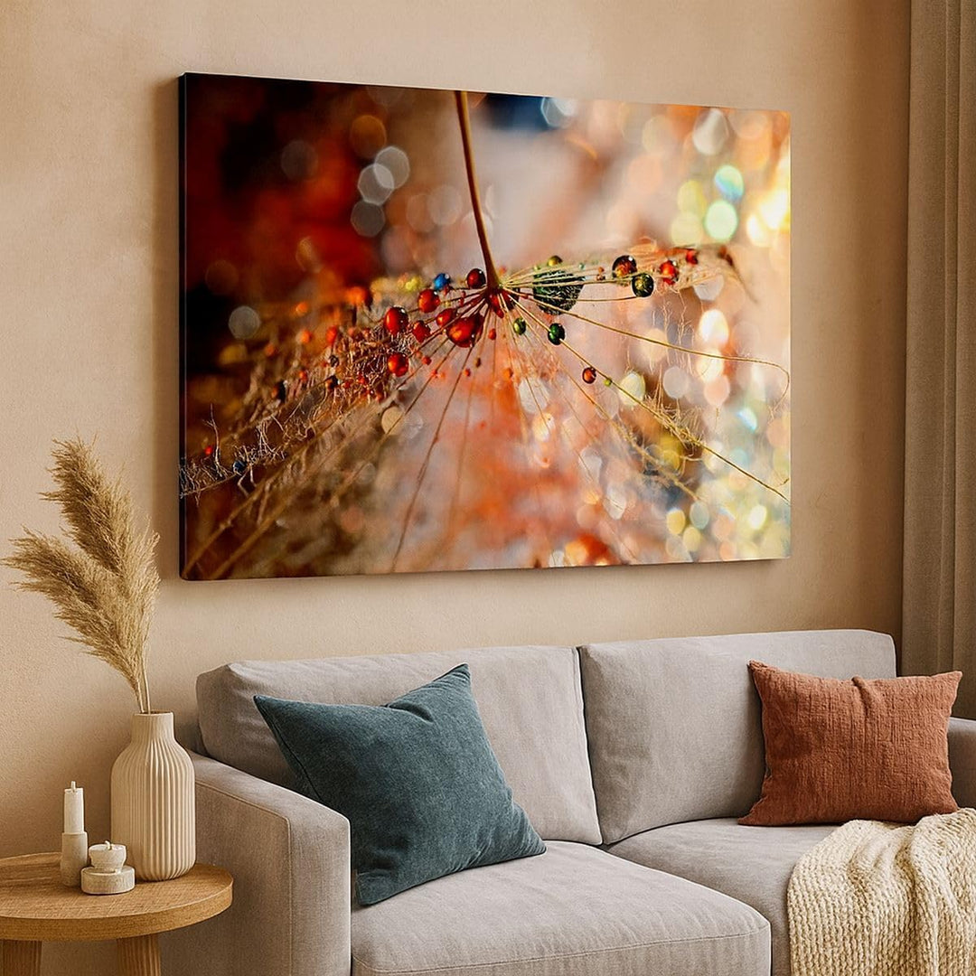 Bilder auf Leinwand Spinnennetz modern Leinwandbild mit Rahmen 70x50cm Wandbilder Dekoration Wohnzim