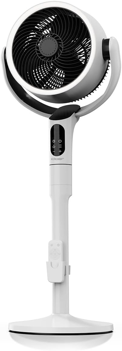 Cloer FA2001 Standventilator & Tischventilator, Weiss | leise, Fernbedienung, 12 Stufen, Schlafmodus