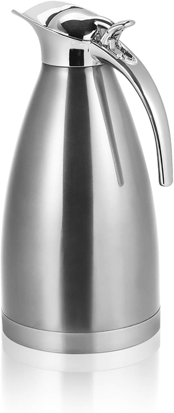 Thermokaraffe, 1,5L/2L Edelstahl Kaffee Teekanne Doppelwandige Isolierkanne Wärmflasche für Kaffee T