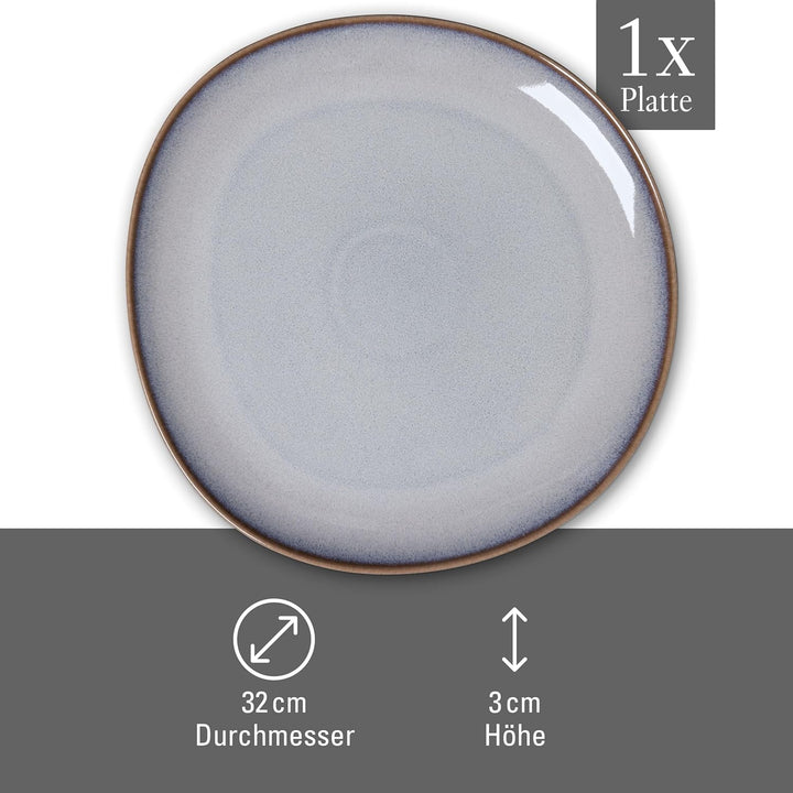like. by Villeroy & Boch – Lave beige Servierplatte 32x31,5x3 cm, Servierplatte beige, Steingut, mik
