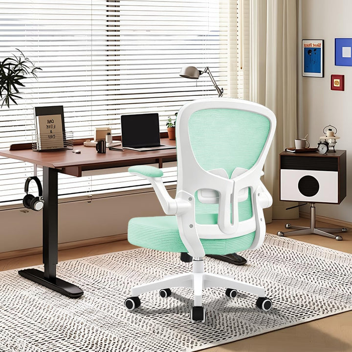Durrafy Ergonomischer Bürostuhl Schreibtischstuhl mit Hochklappbaren Armlehnen,Verstellbarer Lendenw