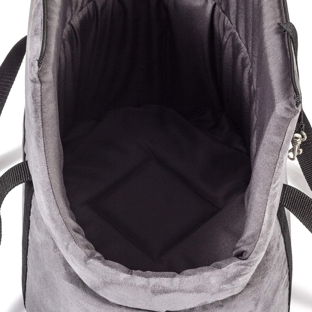 BOUTIQUE ZOO Hundetasche, Welpentasche - Grau (Kunstleder/Wildlederimitat), S bis 5 kg - Tragetasche