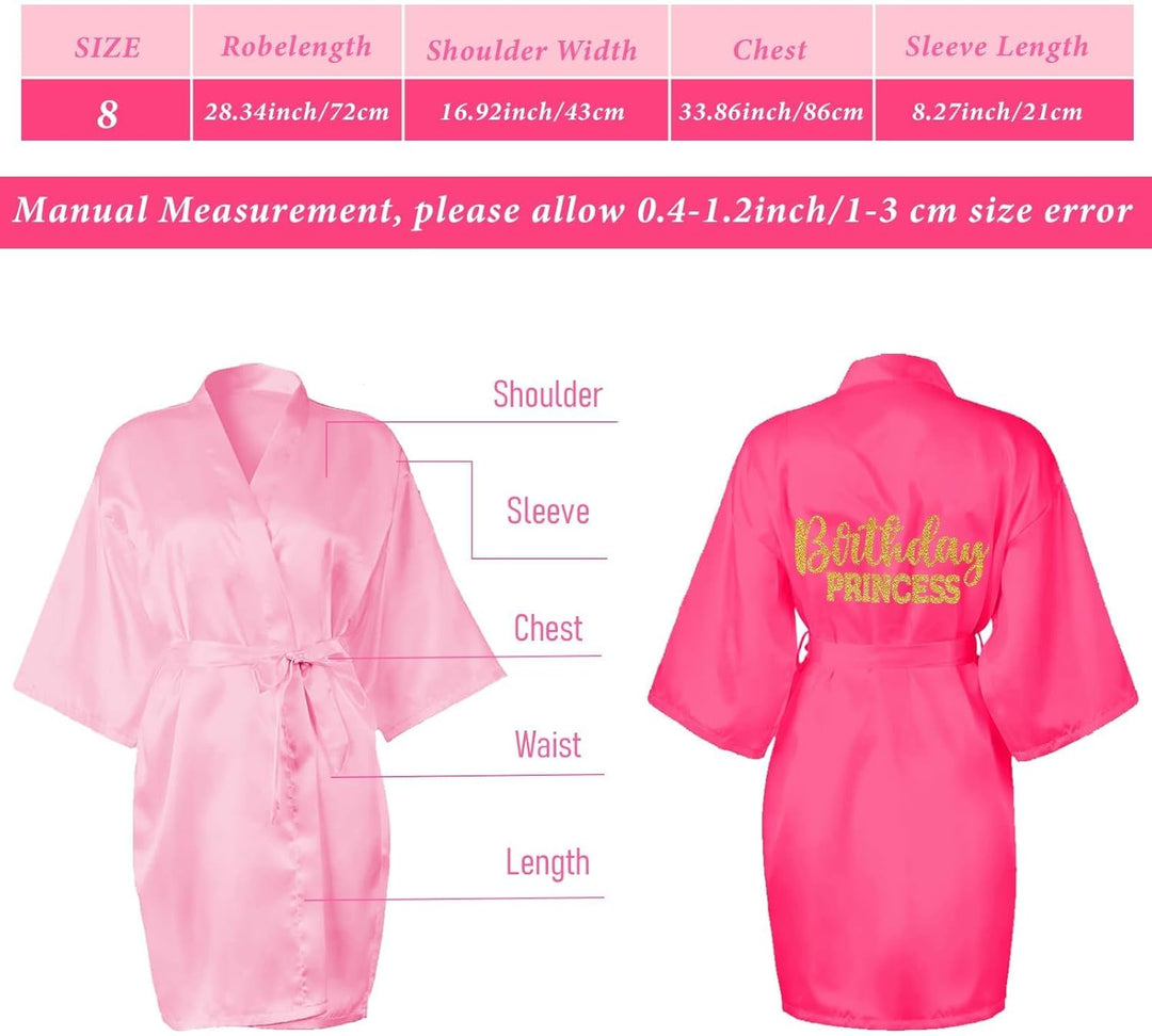 7 Stück Mädchen Geburtstags-Roben, Spa Partys Prinzessinnen-Robe, Satin-Kimono-Robe für Mädchen und
