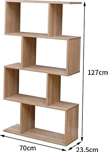 Etnicart - Bücherregal, Farbe Eiche, Büro, modern, doppelseitig, 70x23,5x127,5cm selbsttragend, Würf