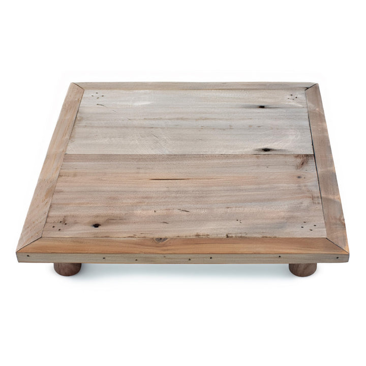Spetebo Deko Blumenteller natur quadratisch - 30 x 30 cm - Holz Pflanzenhocker mit 4 Füssen - Dekoho