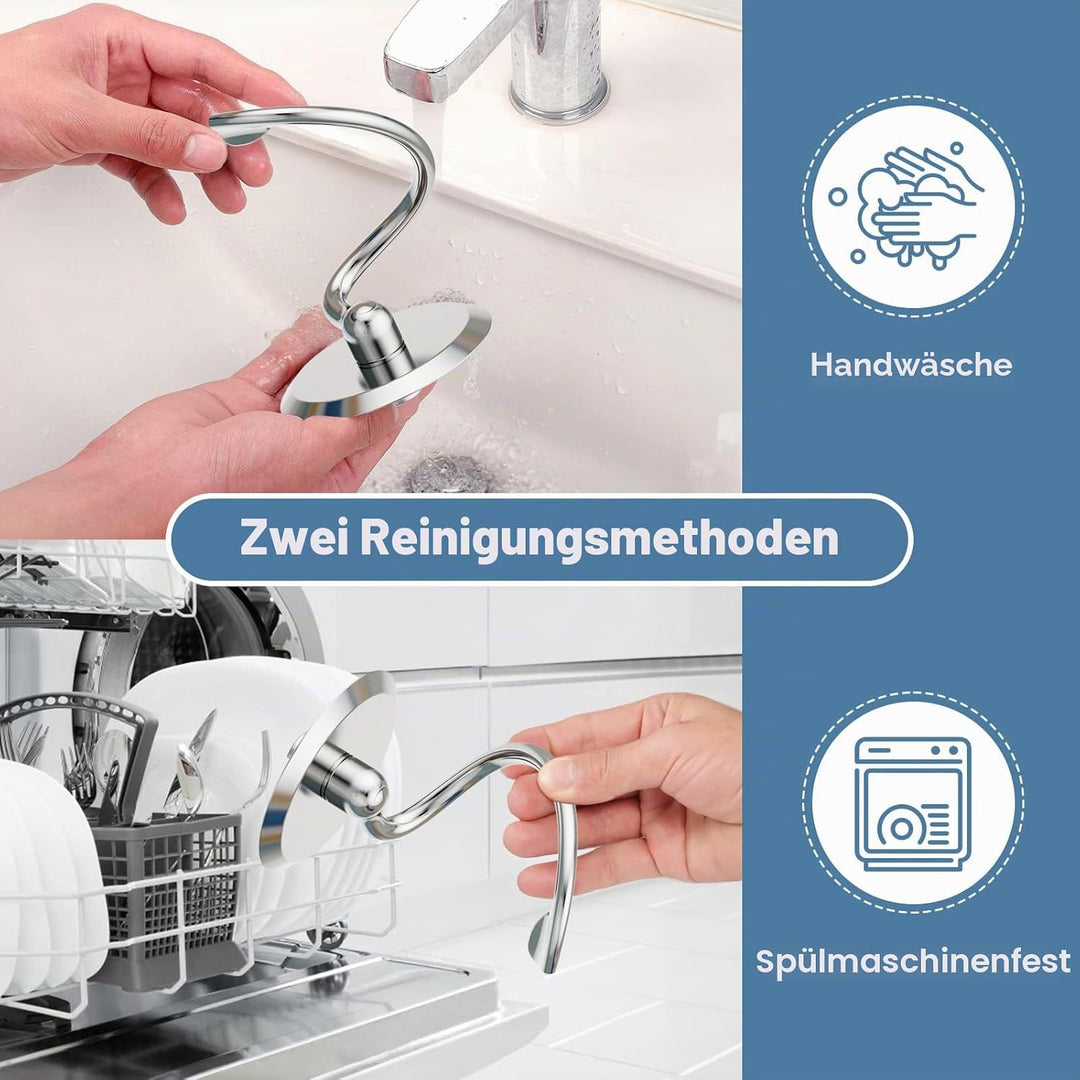 Cofun Edelstahl SpiralKnethaken für KitchenAid Zubehör, Knethaken für KitchenAid 4,5-5 Quart Kipp-St