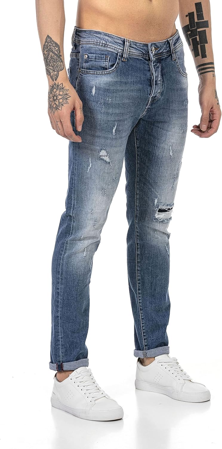 Redbridge Jeans für Herren Hose Denim Pants Used Look Destroyed 30W / 32L Blau, 30W / 32L Blau
