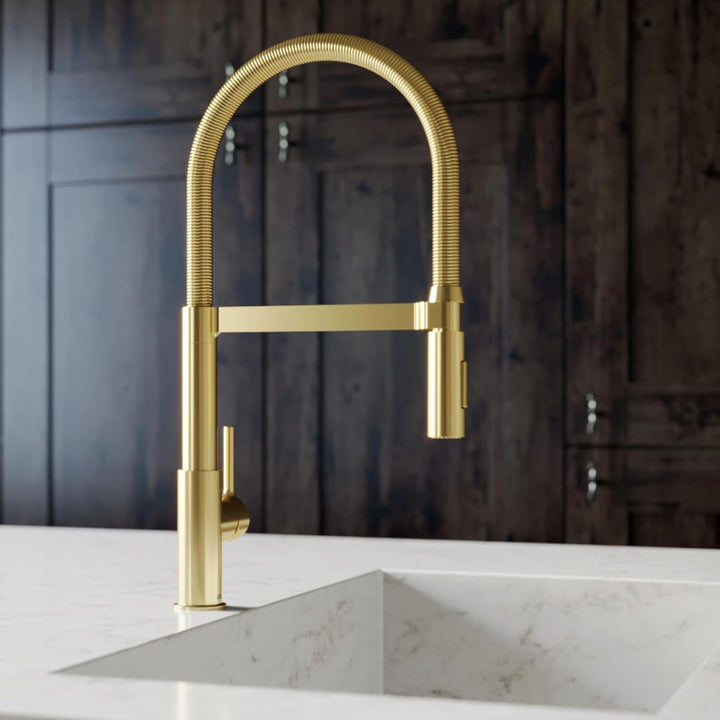 Lenz Küchenarmatur ALUNA in Gold - flexible Geschirrbrause mit 2 Strahlarten - Anti-Fingerabdruck Ob