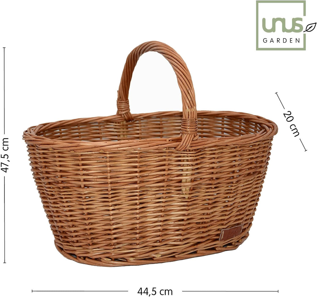 UNUS Weidenkorb Picknickkorb Einkaufskorb Henkelkorb 44,5x33,5x20cm(LxHxB) braun Braun gross, Braun