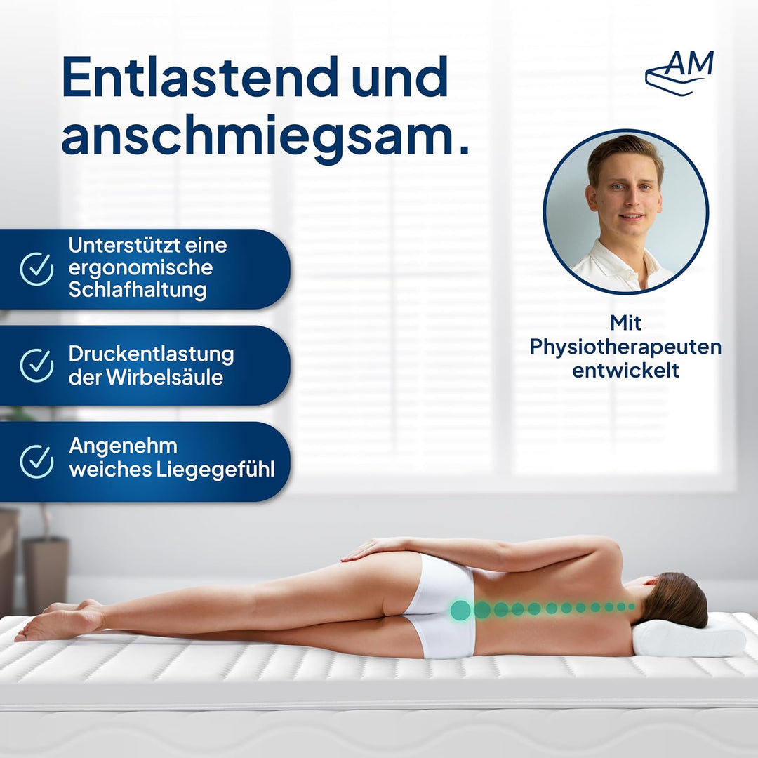 Premium Gelschaum-Topper 80 x 220 cm mit RG 50 - Hochwertiger Lyocell-Bezug - Antirutschfunktion - U