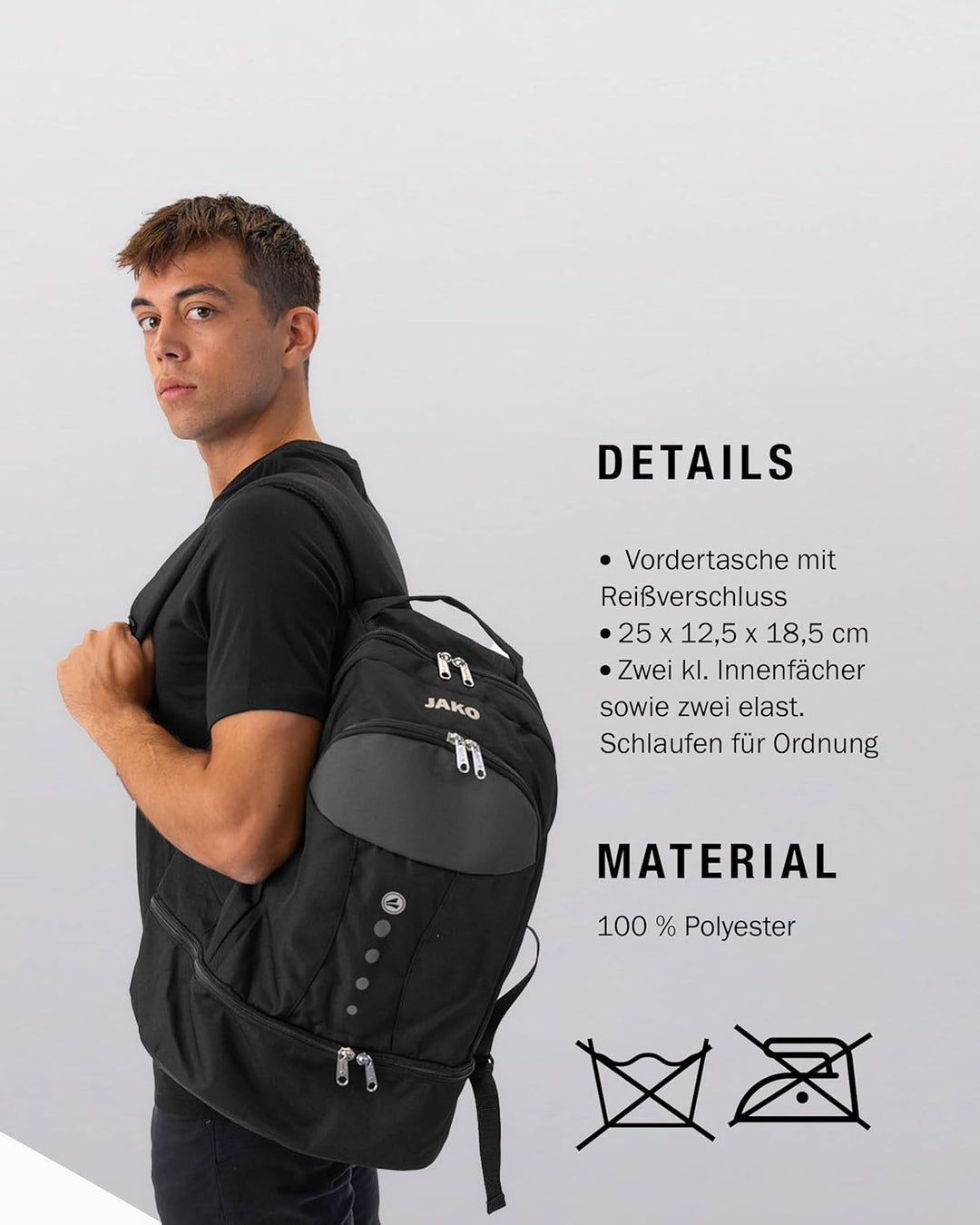 JAKO Herren Rucksack Striker, Schwarz