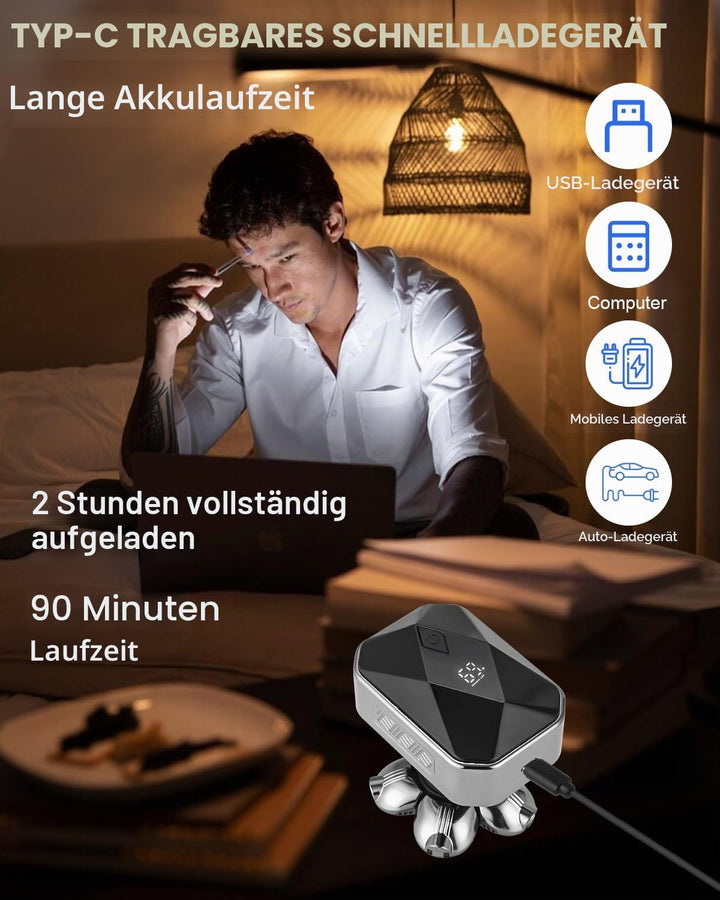 Glatzen Rasierer Herren, IPX6 Wasserdicht 6D Flexibler Glatzenrasierer,Nass-und Trockenkopfrasierer