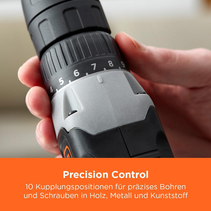 Black+Decker Akku-Bohrschrauber (18V/1.5 Ah, 10mm Schnellspannbohrfutter, 10-stufige Drehmomentvorwa