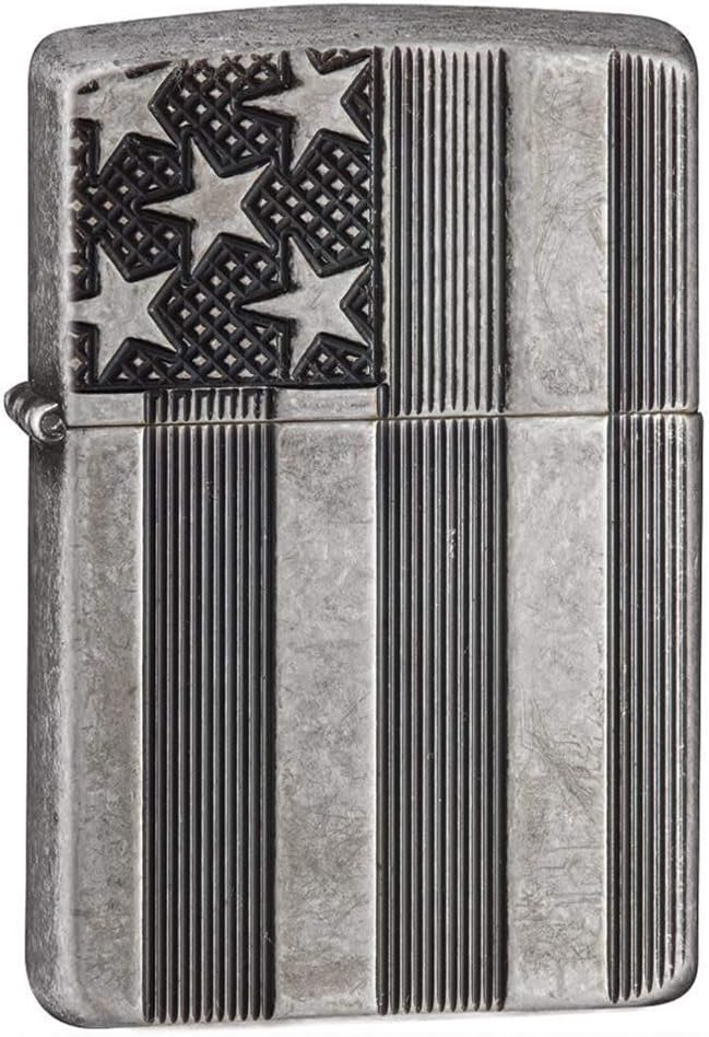 Zippo 60001624 Armor Antique Silver Plate DEEP Carved Feuerzeug, Messing US Flag