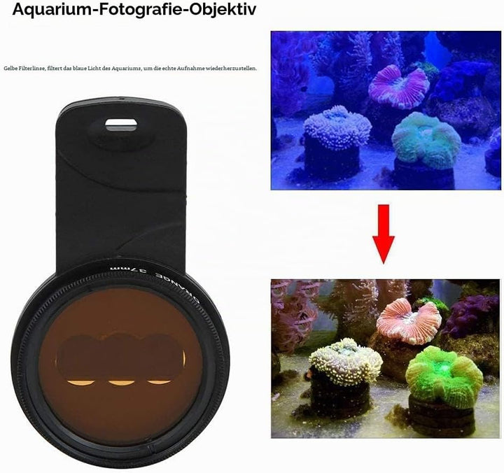 Pssopp Telefon Kameraobjektiv Aquarium Korallen Zylinder Tauchen Fotografie Objektiv Unterwasser Han