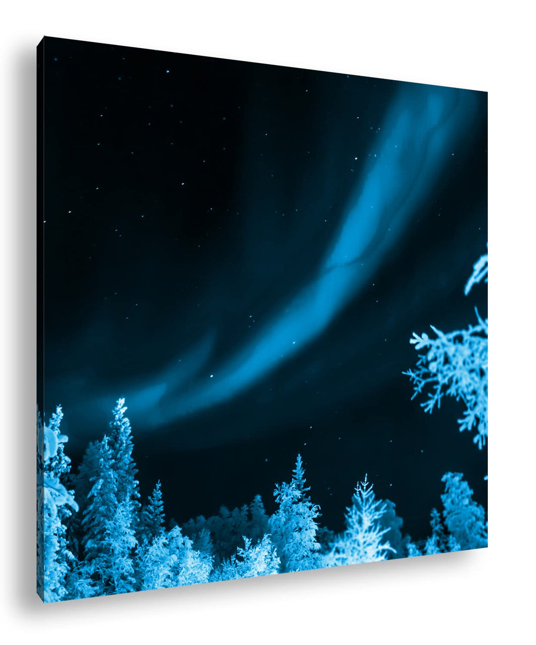 deyoli Atemberaubende Nordlichter Format: 70x70 Effekt: Monocrome Blau als Leinwandbild, Motiv ferti
