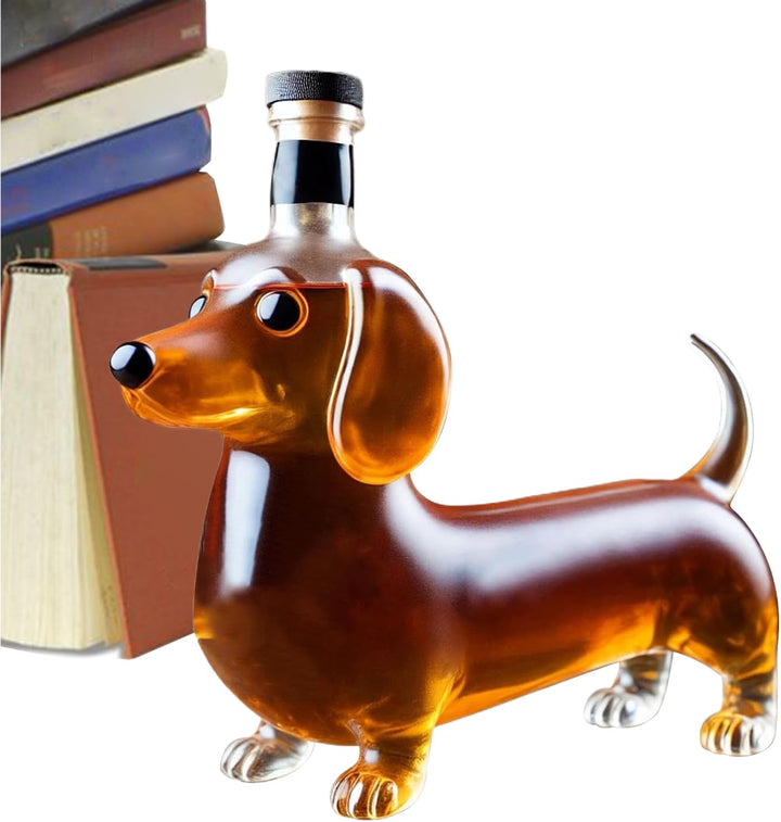 Whiskey Glasflasche - Lustige Whiskey Glasflasche Dackel Form - Dekorative Dekanter Tier Statue Wein