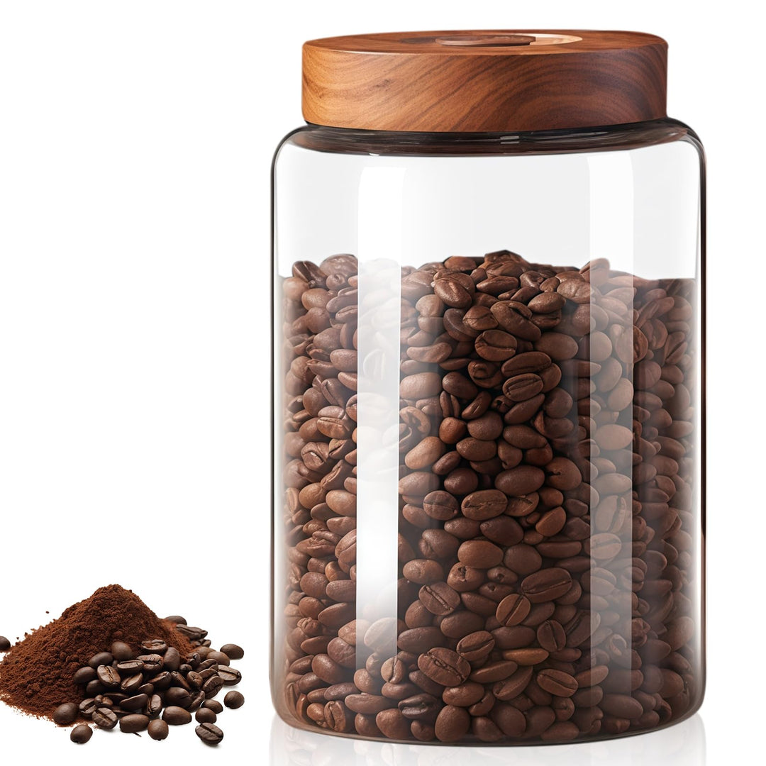 BAIFULAI 1800ml Vakuum Luftdicht Kaffeedose aus Glas: Auslaufsichere Kaffeebohnen Behälter mit Einwe
