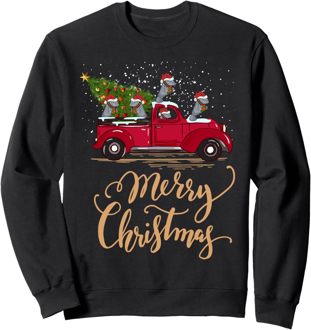 Seekuh Fahren Weihnachtsbaum LKW Seekuh Weihnachten Sweatshirt