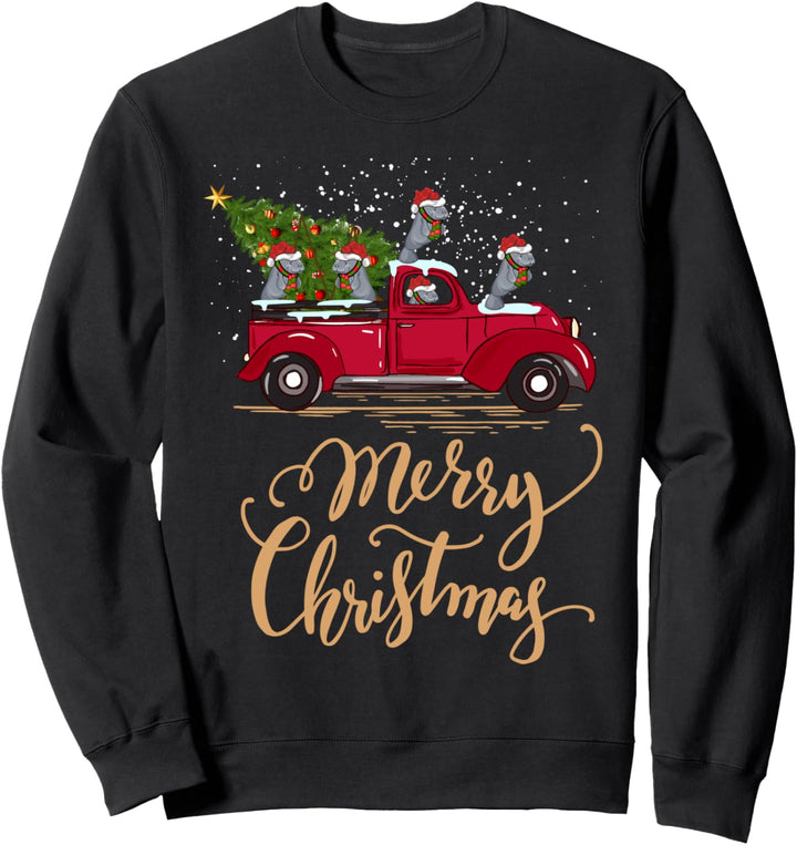 Seekuh Fahren Weihnachtsbaum LKW Seekuh Weihnachten Sweatshirt