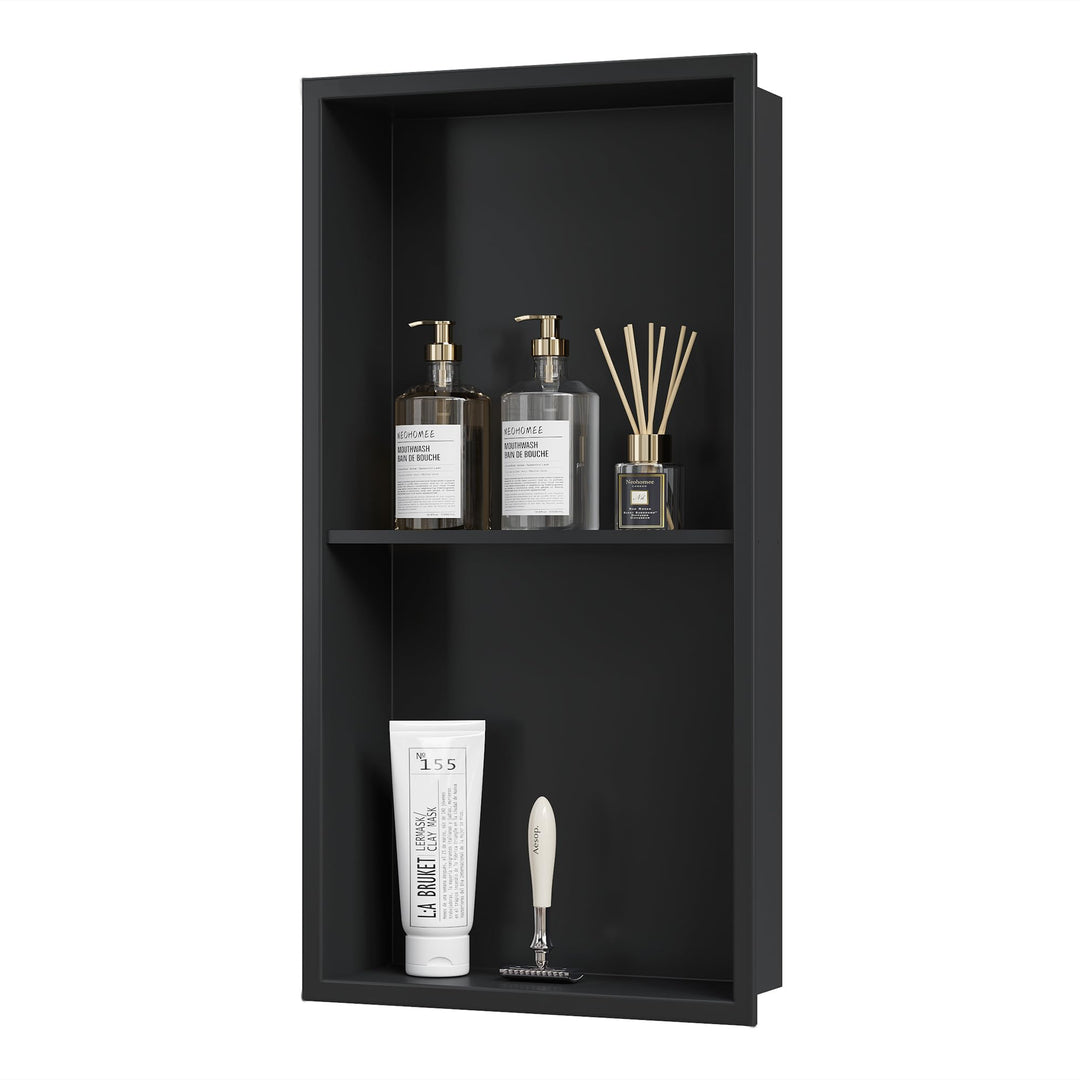 Neodrain Wandnische Dusche Edelstahl Duschnische Doppelregal Wandnische Schwarz Lagerung für Badezim
