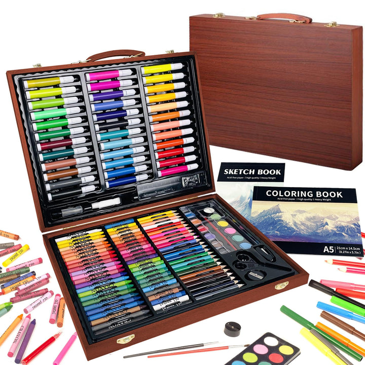 KINSPORY Premium Malkoffer Deluxe 150-teilig Malset für Kinder Anfänger Tolles Buntstifte Set, Wasse