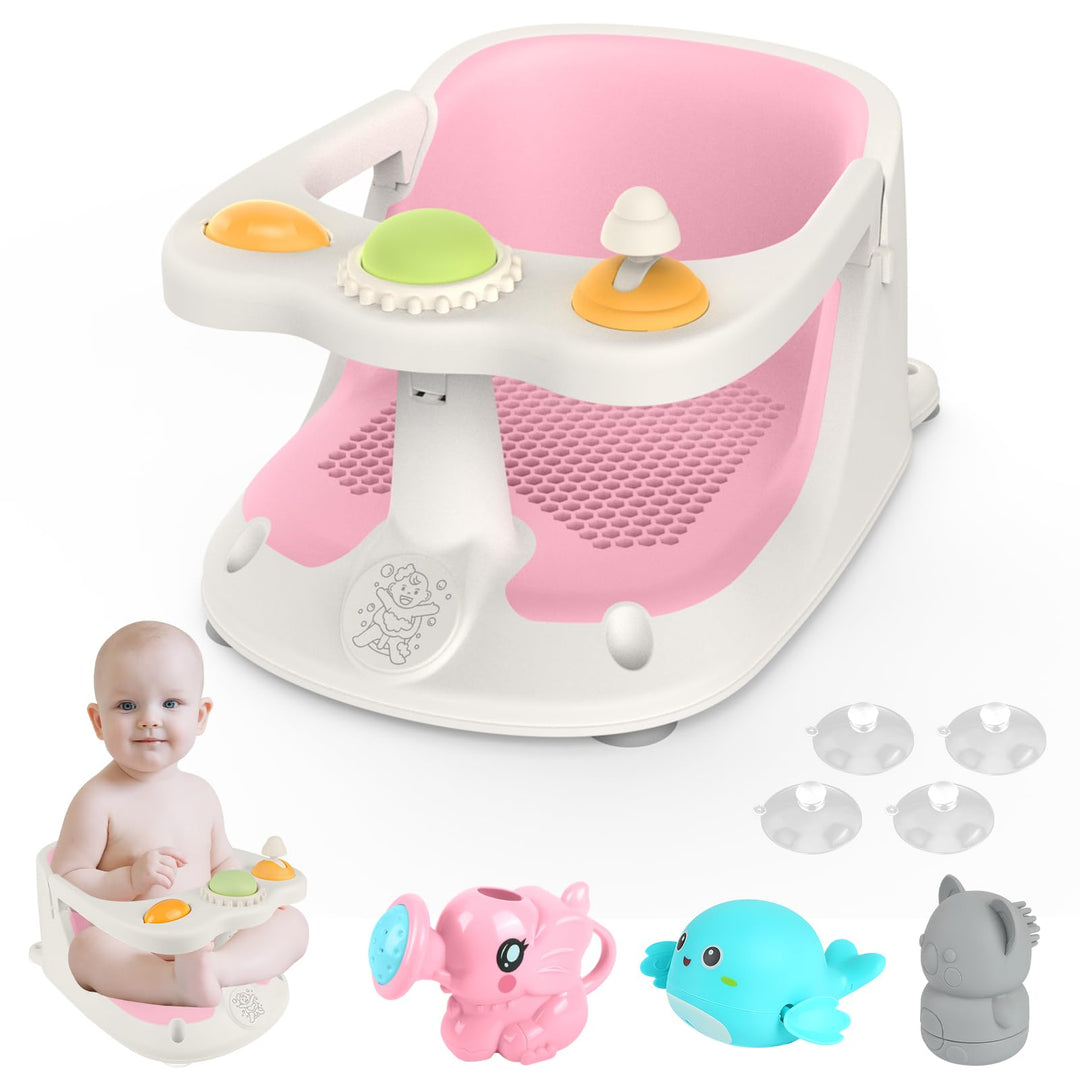 Baby Badesitz ab 6 Monate, Badewannensitz mit 4-starken Saugnäpfen, Rutschfester Badesitz Baby mit S