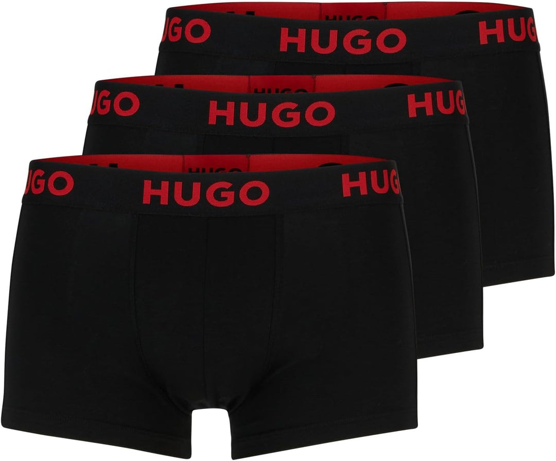 HUGO Herren Trunk Triplet Nebula Dreier-Pack eng anliegende Boxershorts aus Stretch-Jersey mit Logos