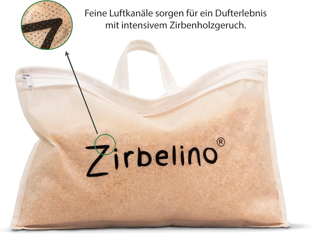 ZIRBELINO Sauna-Zirbenkissen mit Henkel - 20x30cm - SPEZIAL-FÜLLUNG mit sehr harzreichen Zirbenspäne