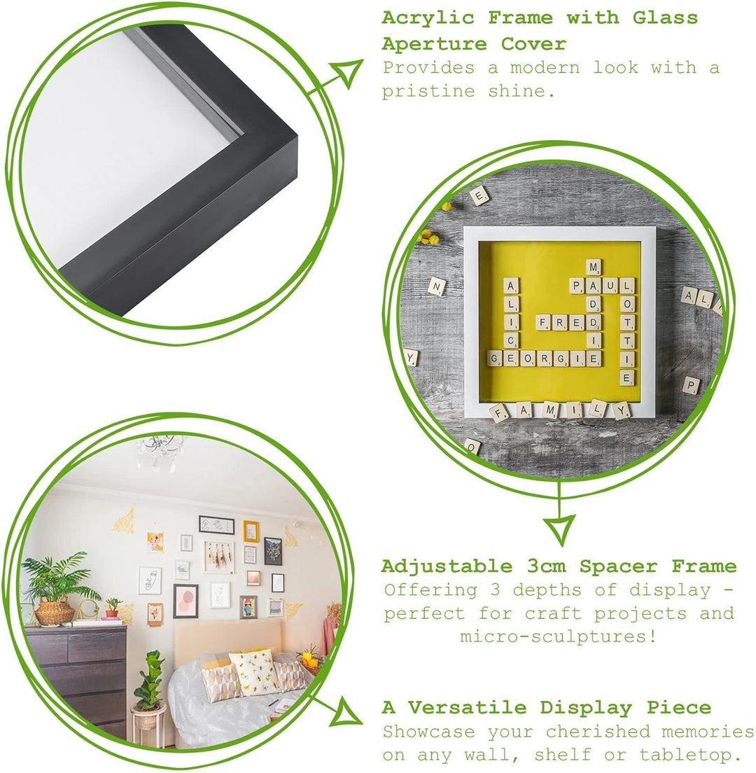 Nicola Spring 3D-Box Fotorahmen - 4 X 4 mit 2 X 2 Montierung - Weiss/Weiss - 5 Packung Von 5