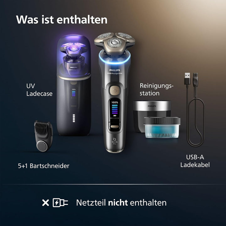 Philips Rasierer i9000 Prestige Ultra, Nass- und Trockenrasierer für Männer, adriatic, Druck- und Be