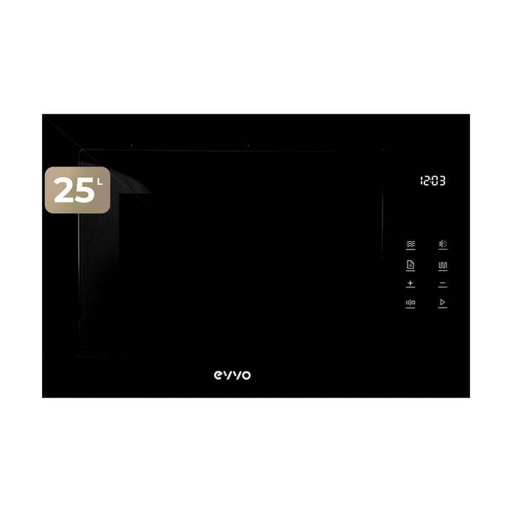 EVVO Integrierte Mikrowelle Mi45 Glas Bl, 25 l Fassungsvermögen, Grill 1200 W, Tür und Rahmen mit Gl