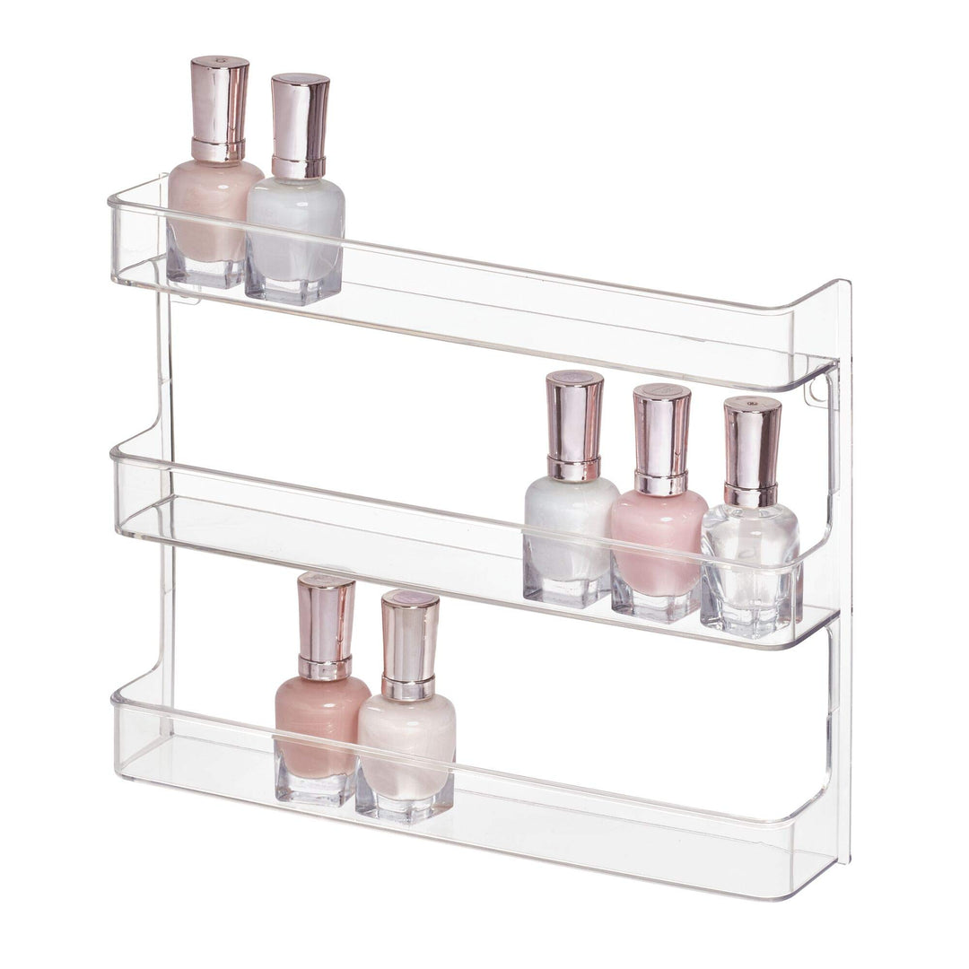 iDesign Clarity Nagellack-Wandregal, mit 3 Ablagen für Badezimmer, Schminkschrank, Schlafzimmer, tra