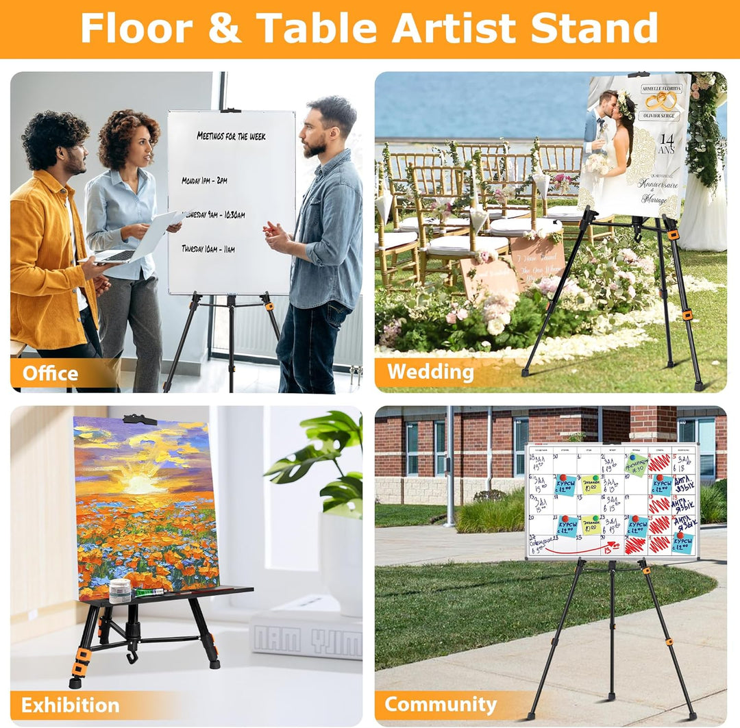 Staffelei Metall höhenverstellbar 52–162 cm, stabile Atelier- & Feldstaffelei mit Ablage & Tasche, t