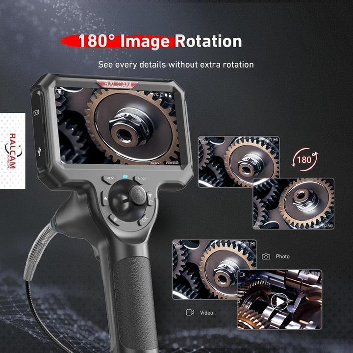Ralcam Endoskopkamera 6,2mm Endoscope Camera - Endoskop 360° Inspektionskamera mit Licht 5,0" HD 128