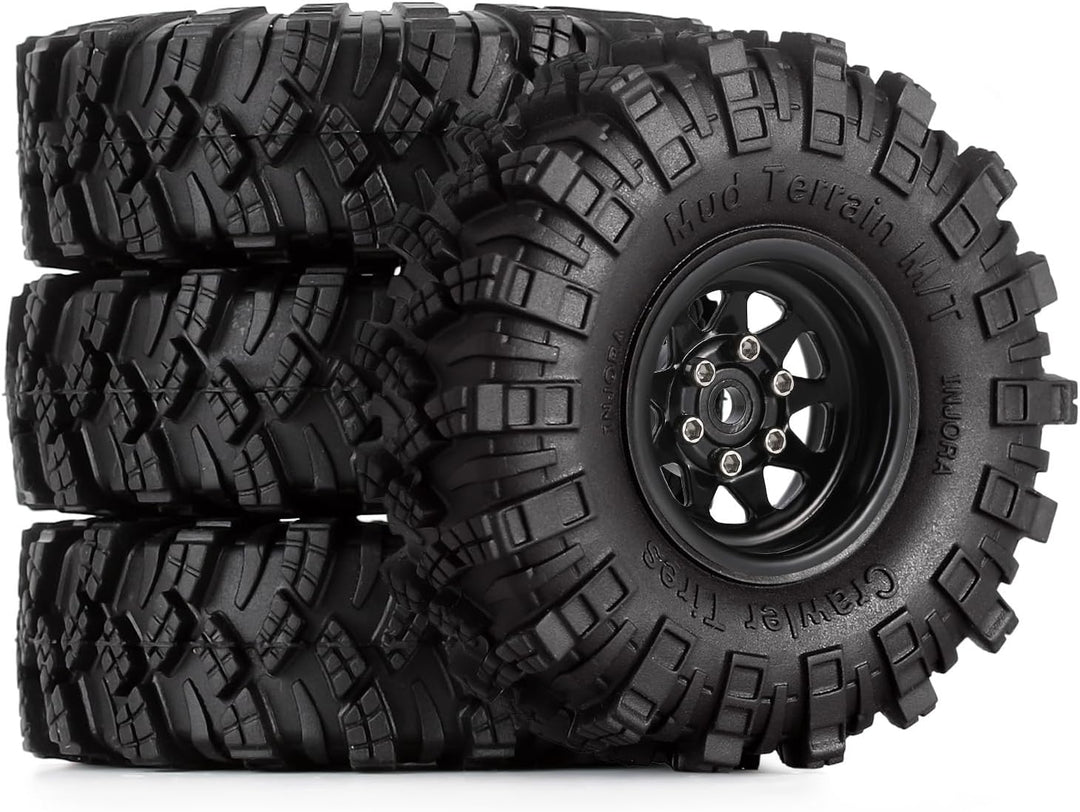 INJORA 1.0 RC Beadlock Rad Schlamm Reifen Set Deep Dish 1, 0 Räder für Axial SCX24 FCX24 FCX18 Gladi
