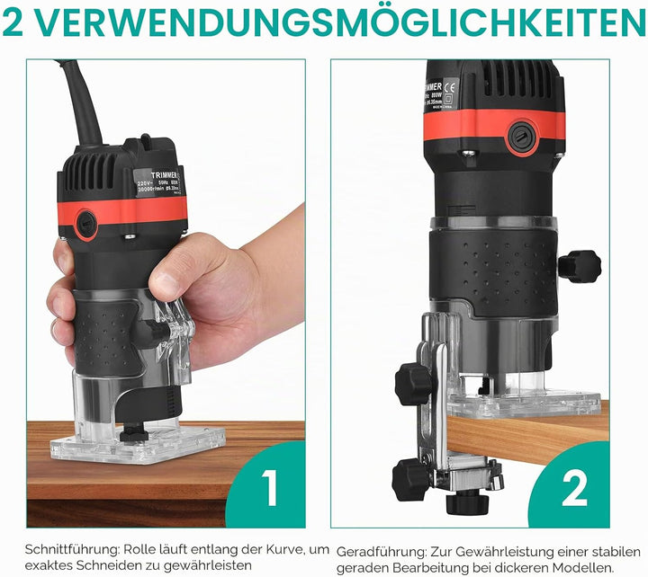 Yontwe Kompaktes Holz Router Werkzeug Tragbarer Handrouter Holzbearbeitung mit 15 Stück Router Bits