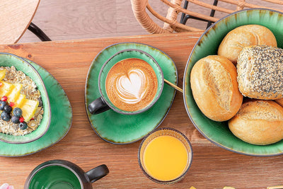 Sänger | Kaffeeservice Palm Beach aus Steingut 12-teilig, Kaffee Geschirrset für 4 Personen, Tassen,