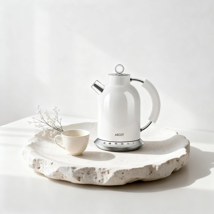ASCOT Wasserkocher Edelstahl mit 5 variablen Voreinstellungen, elektrischer Teekessel Kaffee Wasserk