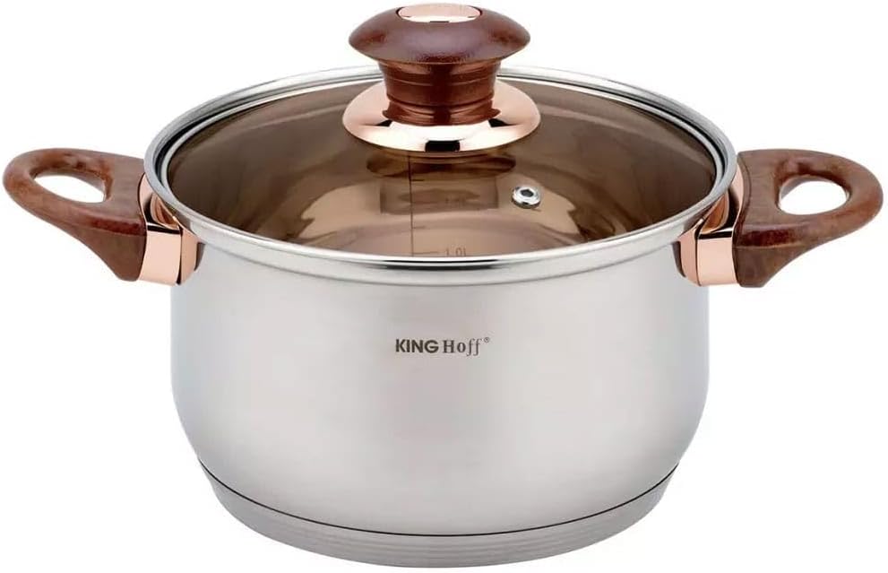 12-teilig Edelstahl Topfset Kochtopfset Topfe mit Teflon Pfanne KINGHOFF KH-1768 Rosegold