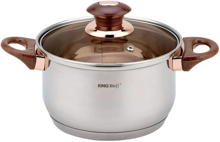 12-teilig Edelstahl Topfset Kochtopfset Topfe mit Teflon Pfanne KINGHOFF KH-1768 Rosegold