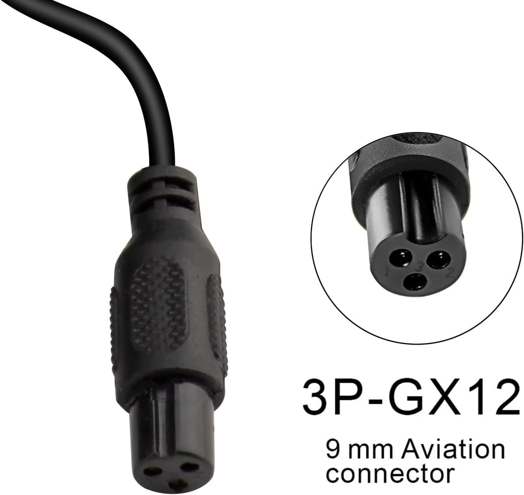 Hauteook 54.6V 2A Li-Ion Ladegerät mit DC Kopf, 3 Pin XLR, 3P GX16, 3P GX12, 3P Plug Netzadapter, D-