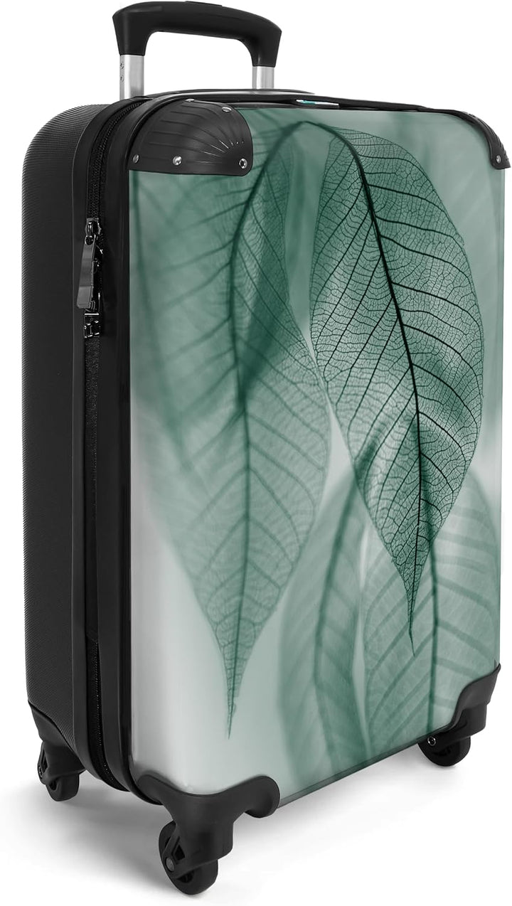 NoBoringSuitcases.com® Koffer Handgepäck Trolley Rollkoffer Kleine Reisekoffer mit 4 Rollen - Blätte