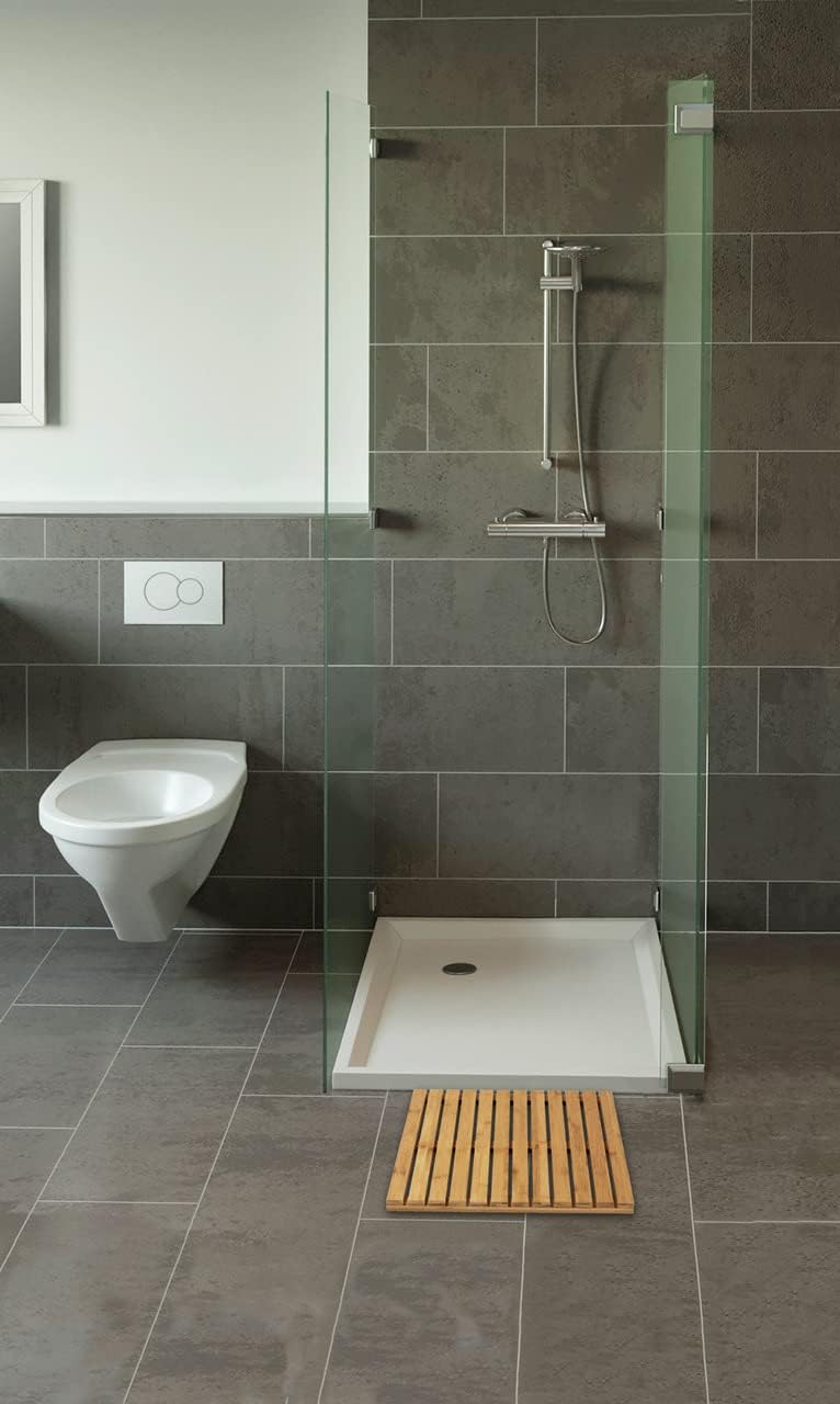 WENKO Baderost Bambus 50 x 50 cm, rutschfeste Badewannenmatte Antirutschmatte Mod. Indoor u. Outdoor