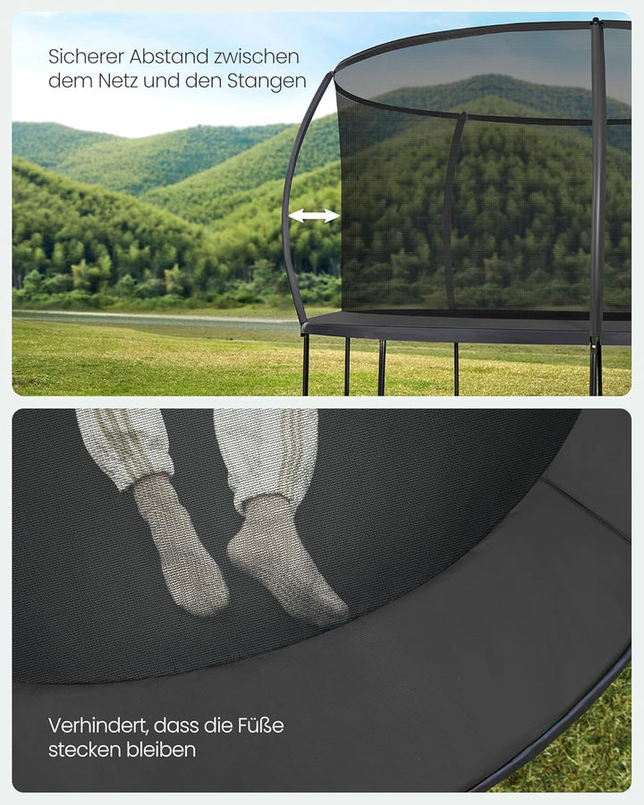 SONGMICS Trampolin Outdoor Ø 244/305/366/427 cm, rundes Gartentrampolin Kindertrampolin mit Sicherhe
