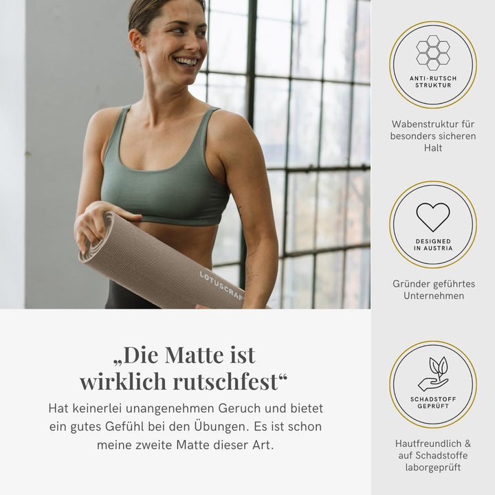 LOTUSCRAFTS® Yoga Matte MUDRA STUDIO [5mm Dicke] 183x61cm- 1,2kg leicht - Yogamatte rutschfest schad